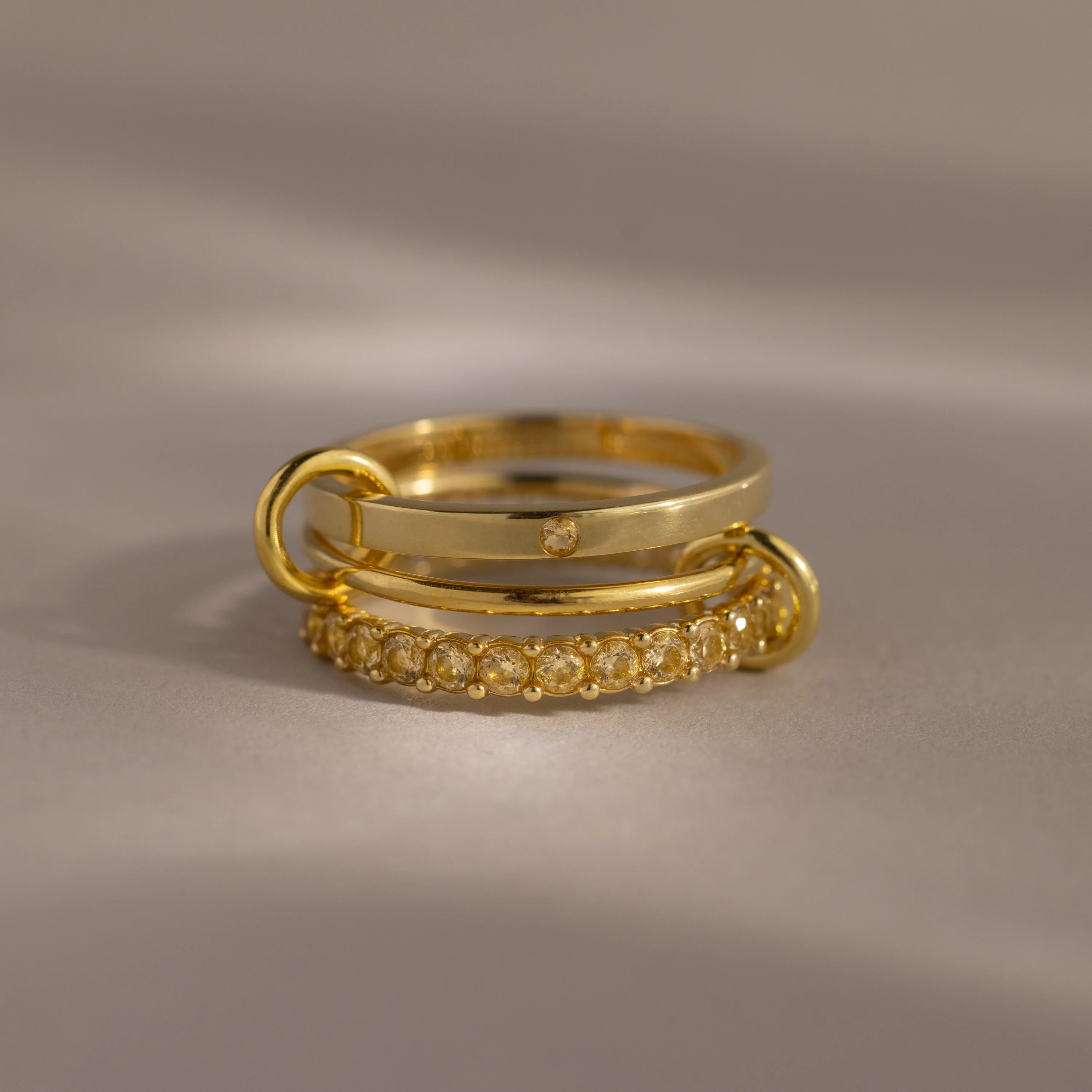 Triple Linked Topaz Ring Set