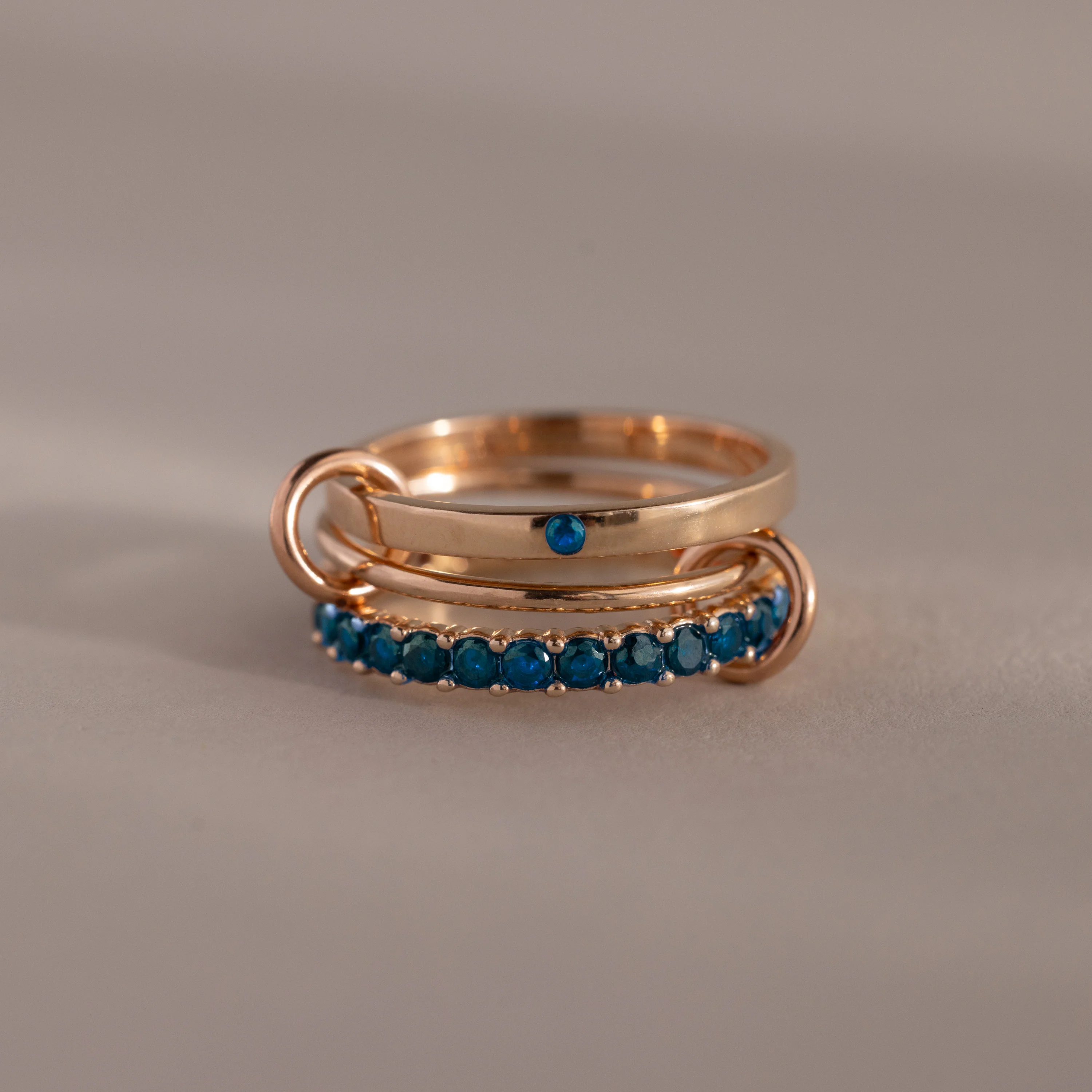 Triple Linked Blue Zircon Ring Set - Image 5