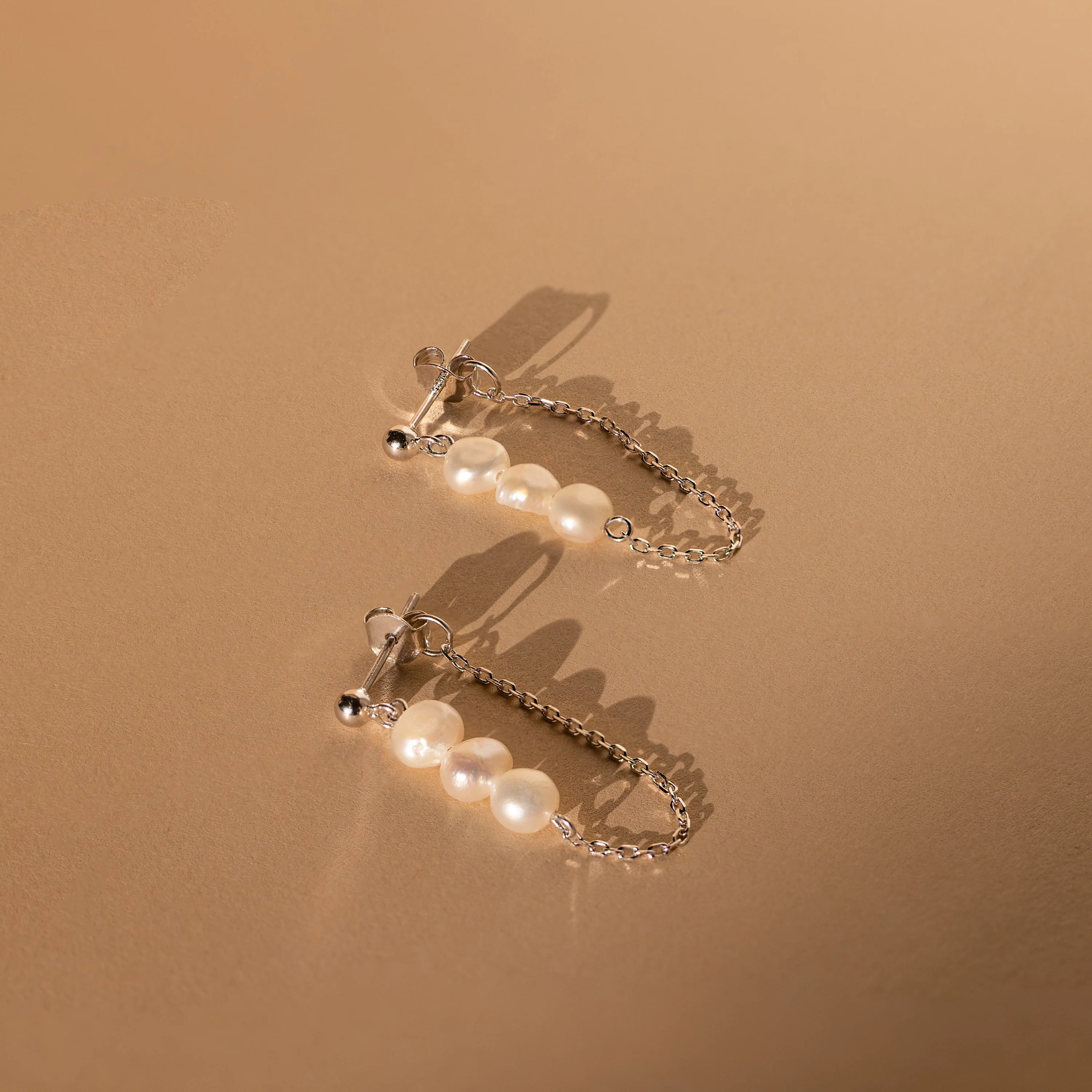 Triple Pearl Drop Earrings - Image 8