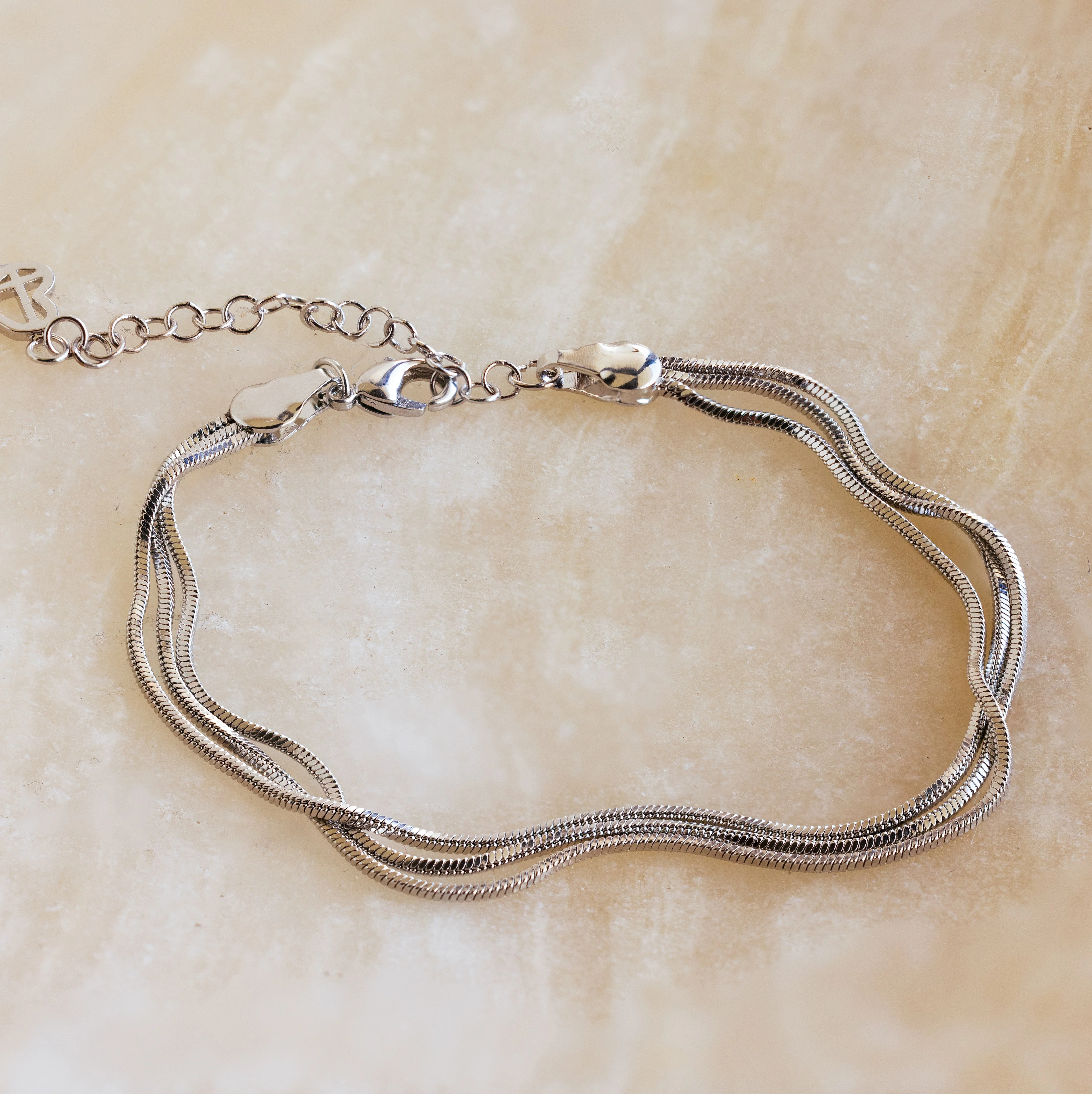 Triple Snake Chain Bracelet in Silver - Image 2