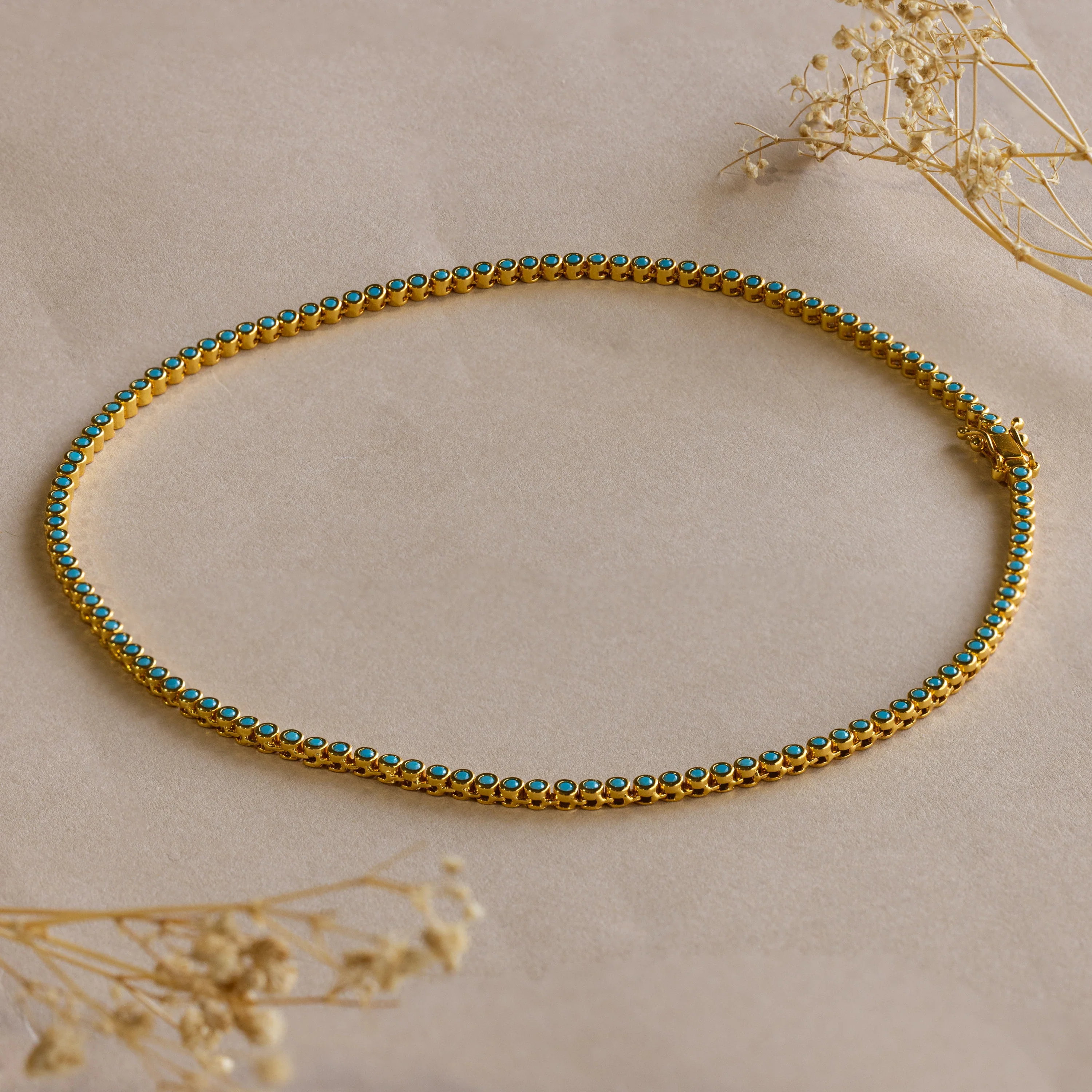 Turquoise Bezel Tennis Necklace - Image 3