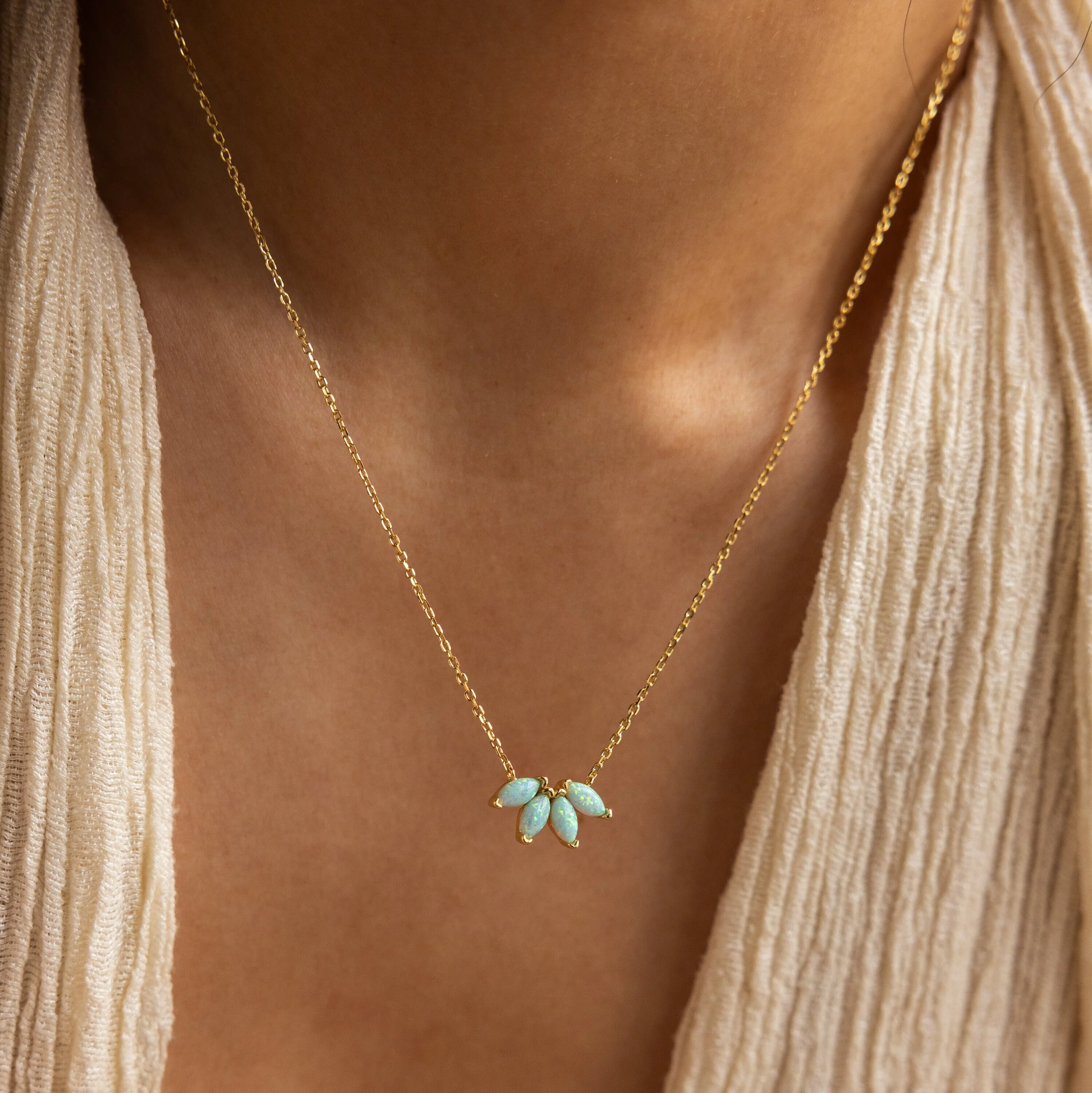 Turquoise Opal Marquise Necklace - Image 2