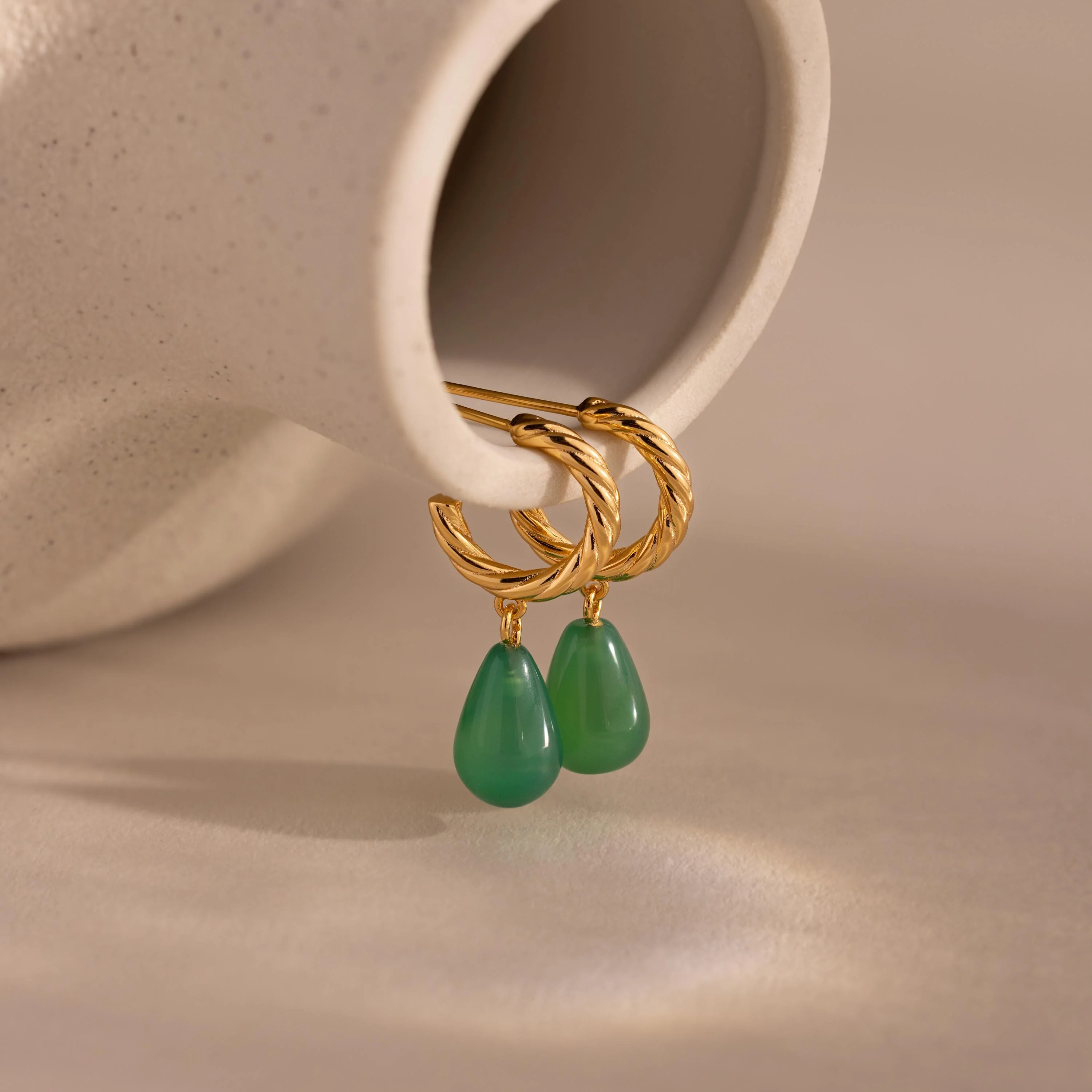 Twisted Jade Hoops