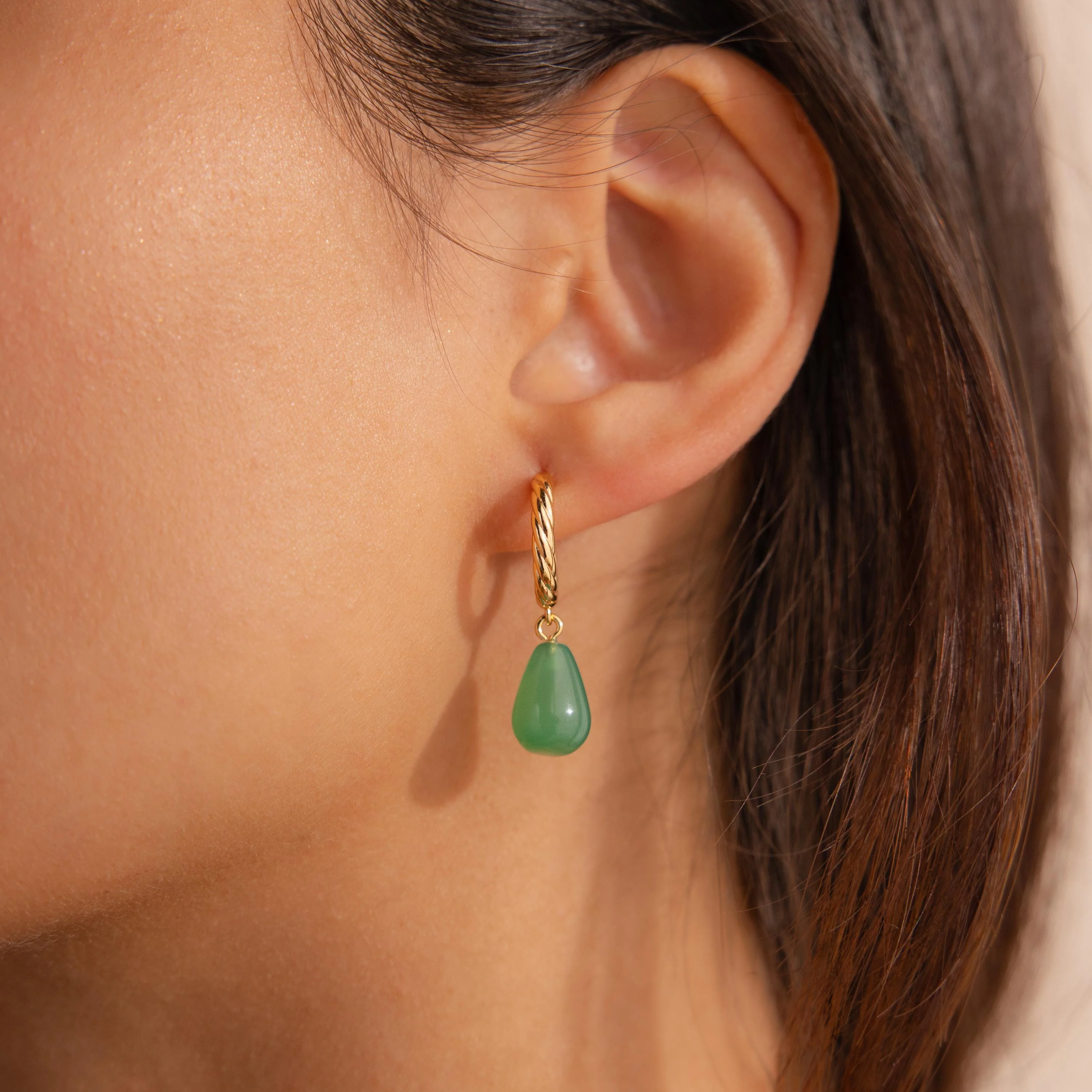 Twisted Jade Hoops - Image 2