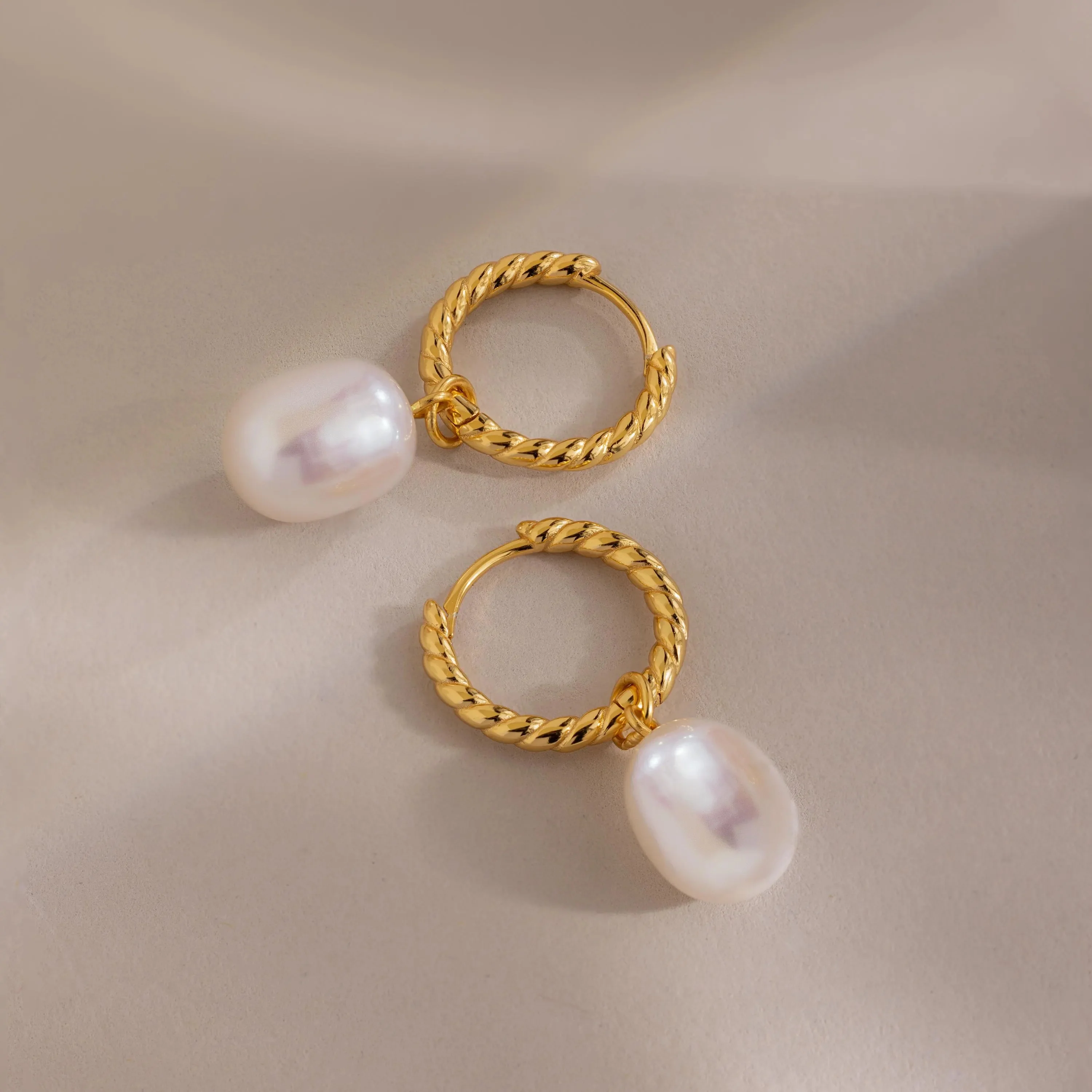 Twisted Pearl Hoops - Image 5