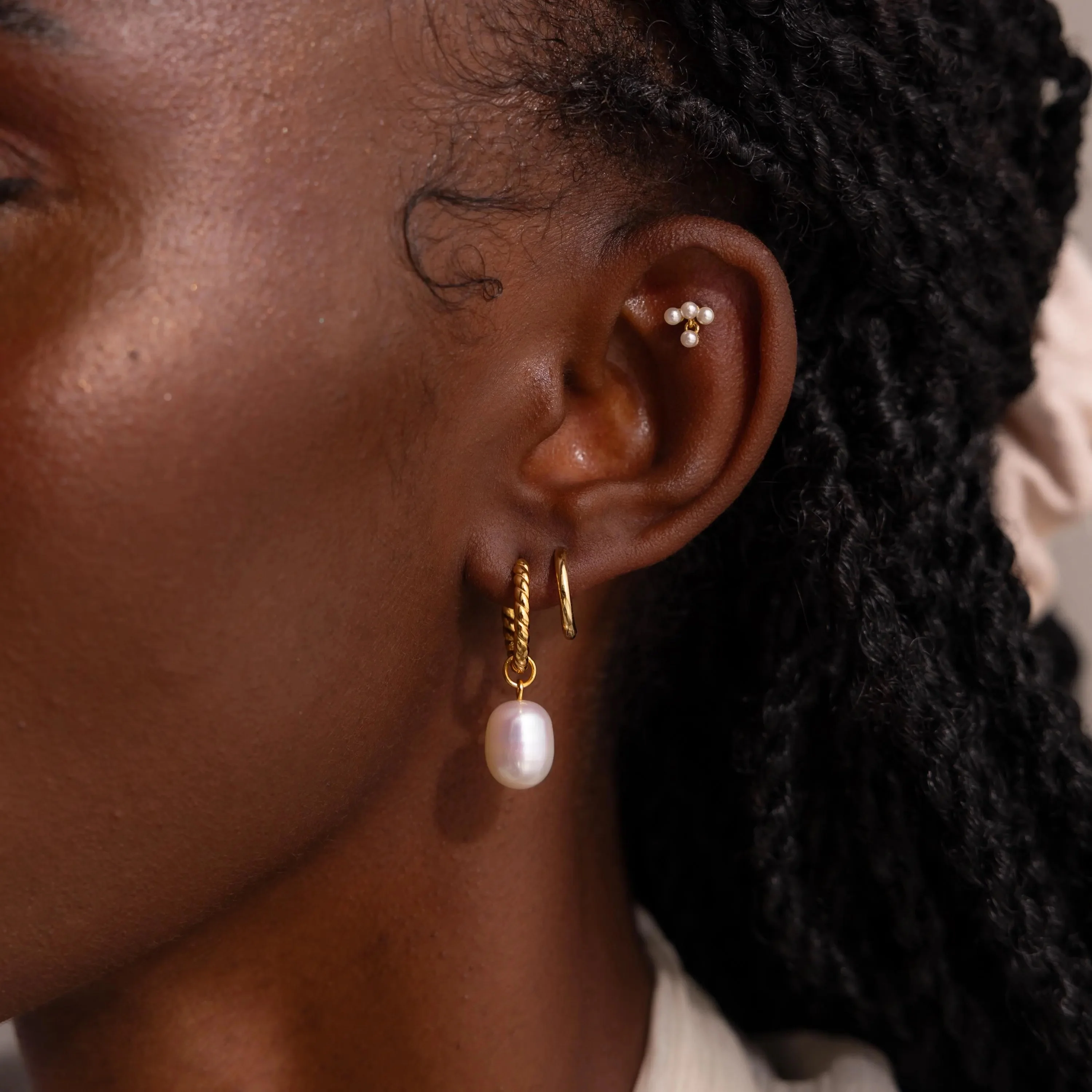 Twisted Pearl Hoops - Image 6