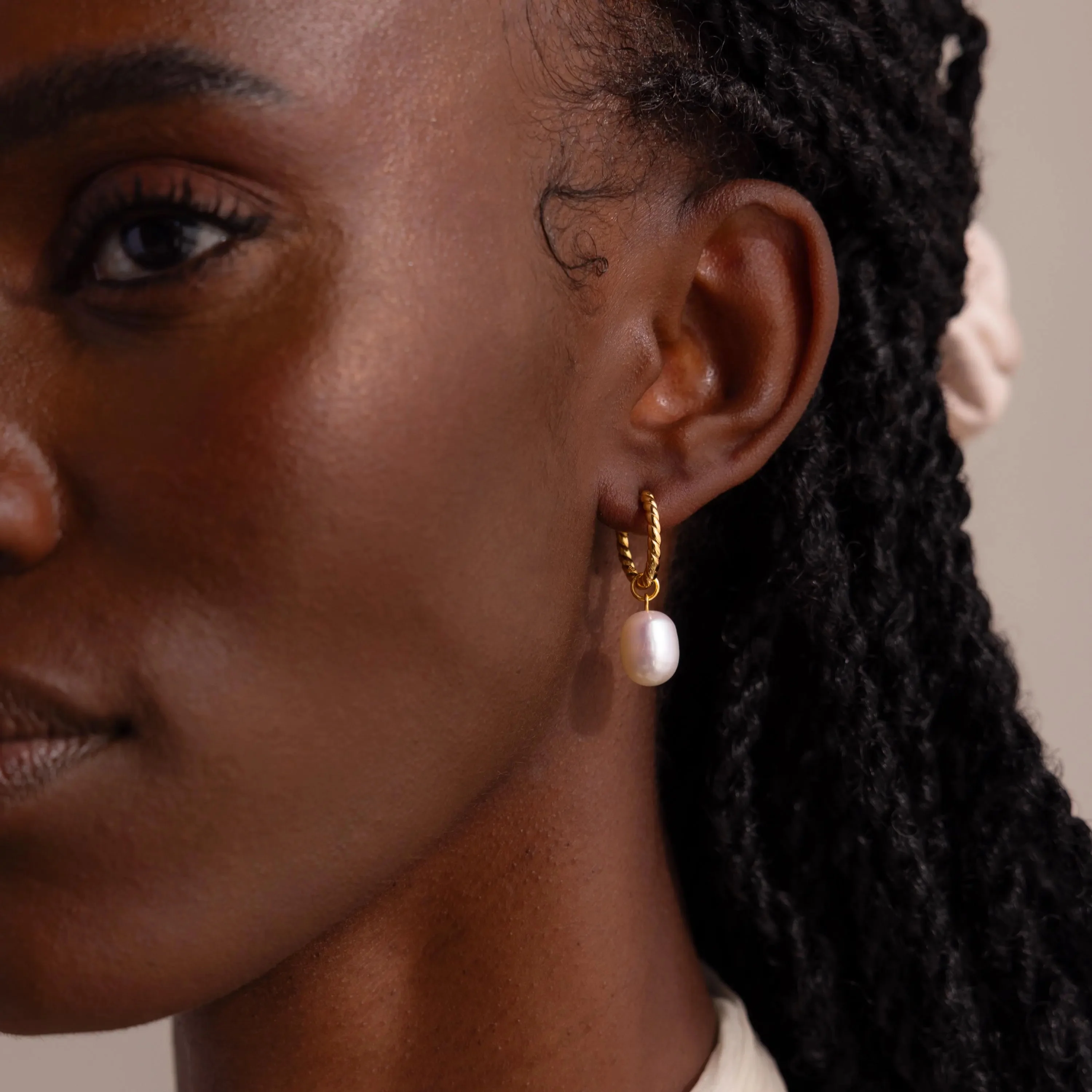 Twisted Pearl Hoops - Image 8