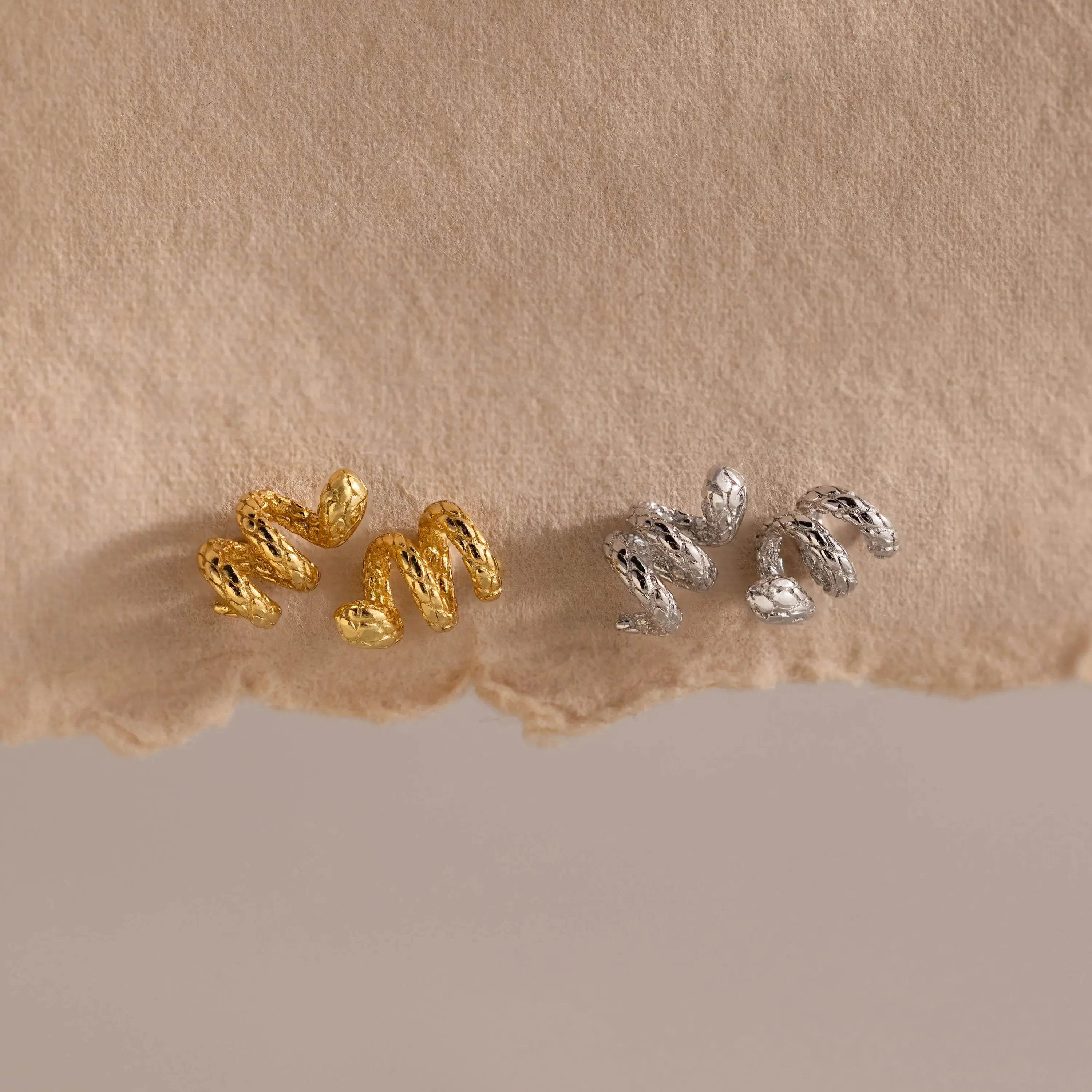 Twisted Snake Studs in Silver - Image 5