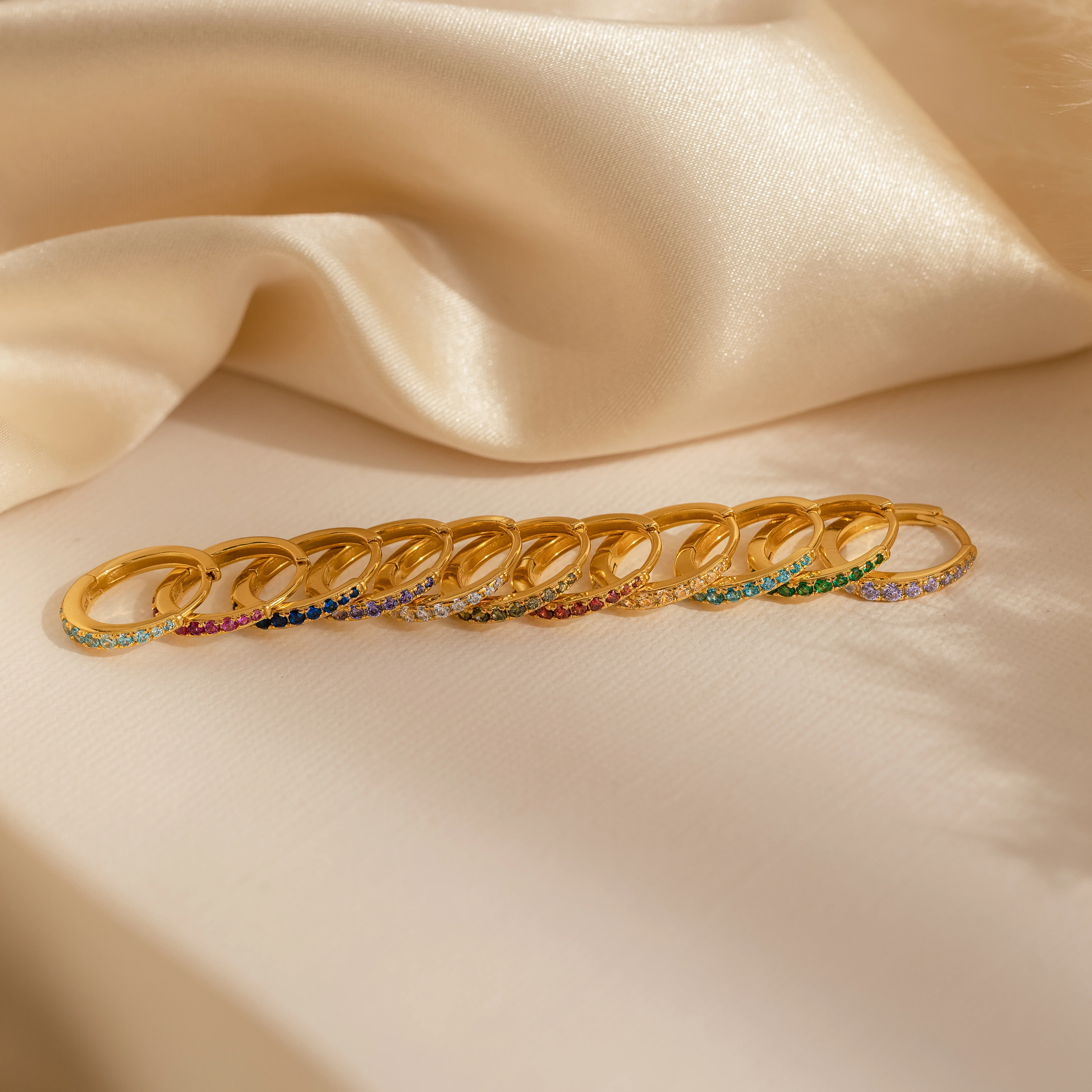 Vera Pave Sapphire Huggies - Image 5