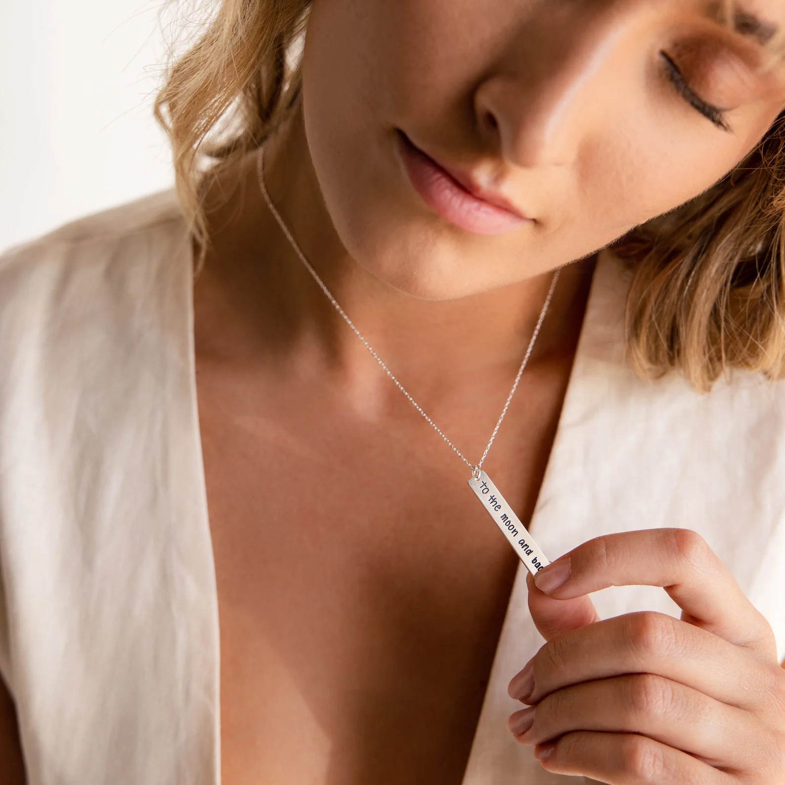 Vertical Handwriting Bar Necklace - Image 3