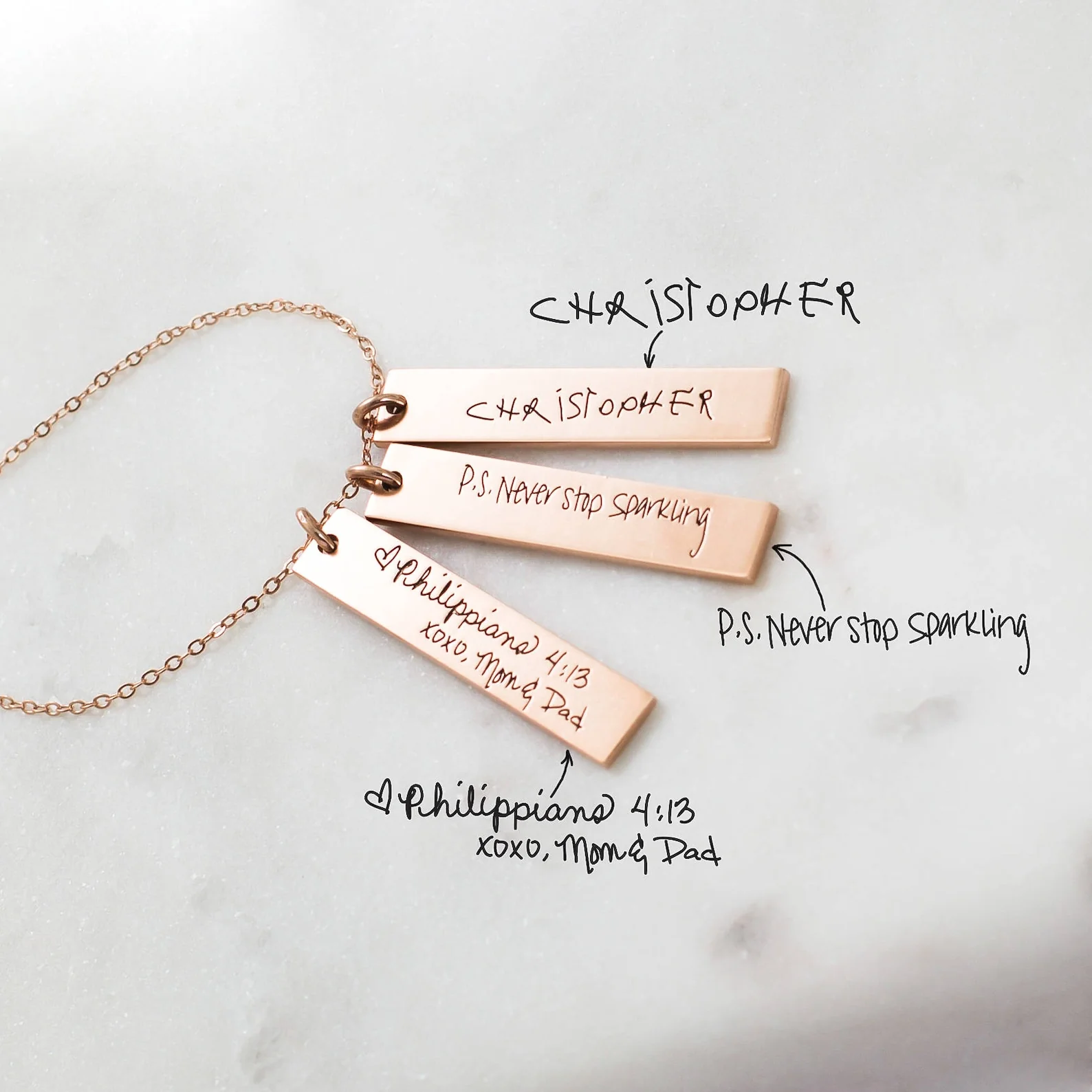 Vertical Handwriting Bar Necklace - Image 6