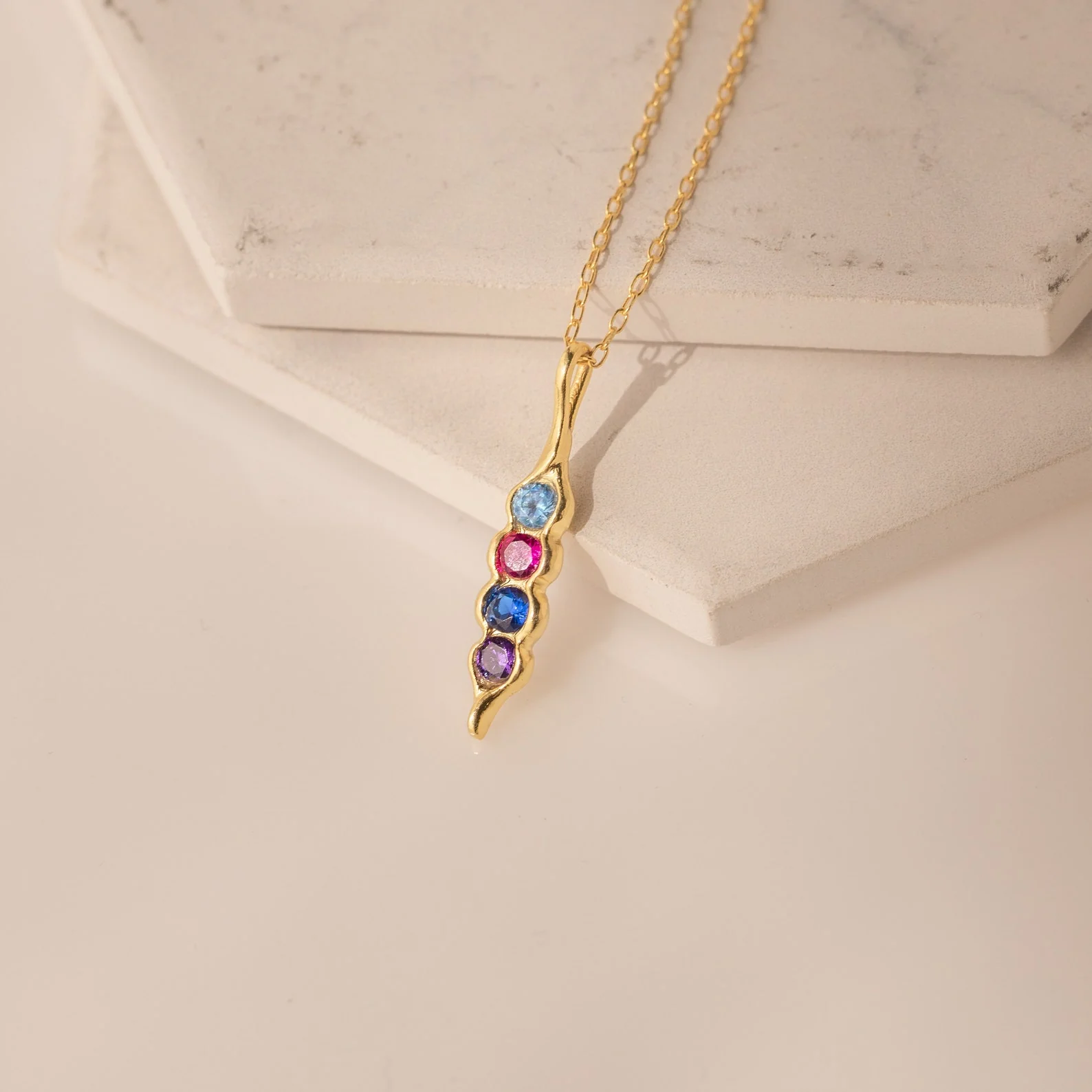 Vertical Pod Birthstone Necklace - Image 2