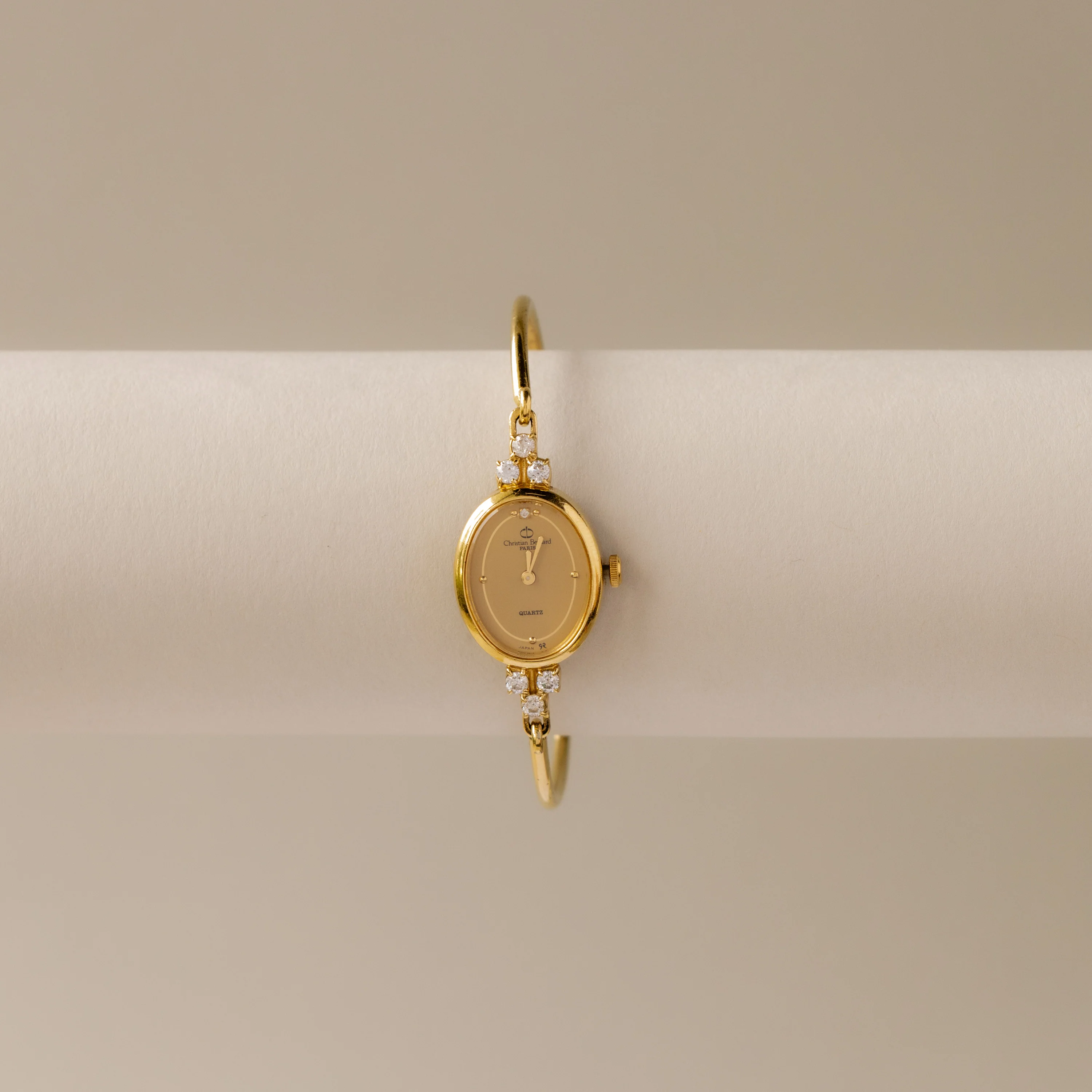 Vintage Christian Bernard Oval Cuff Gold Watch - Image 2
