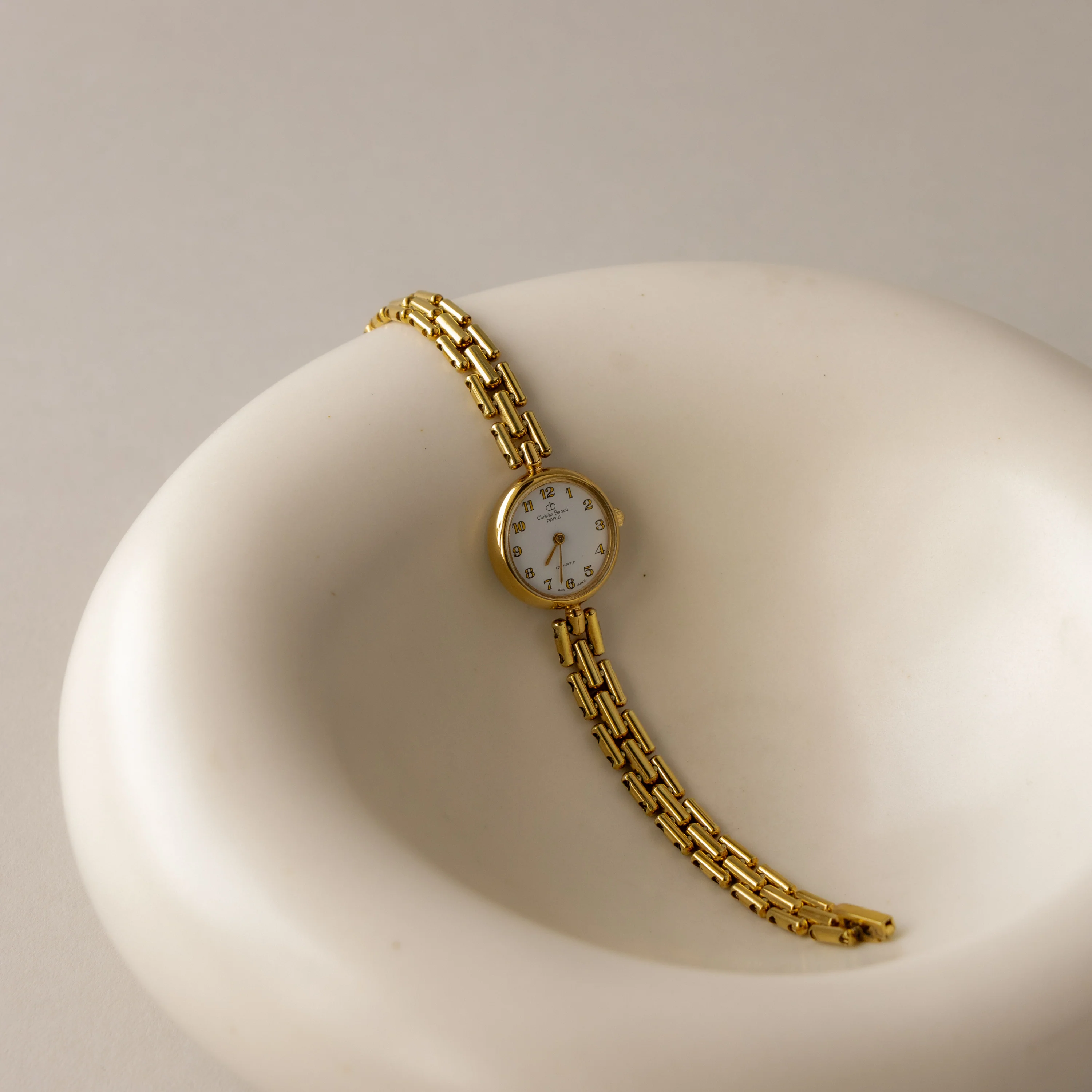 Vintage Christian Bernard Skinny Round Gold Watch - Image 2
