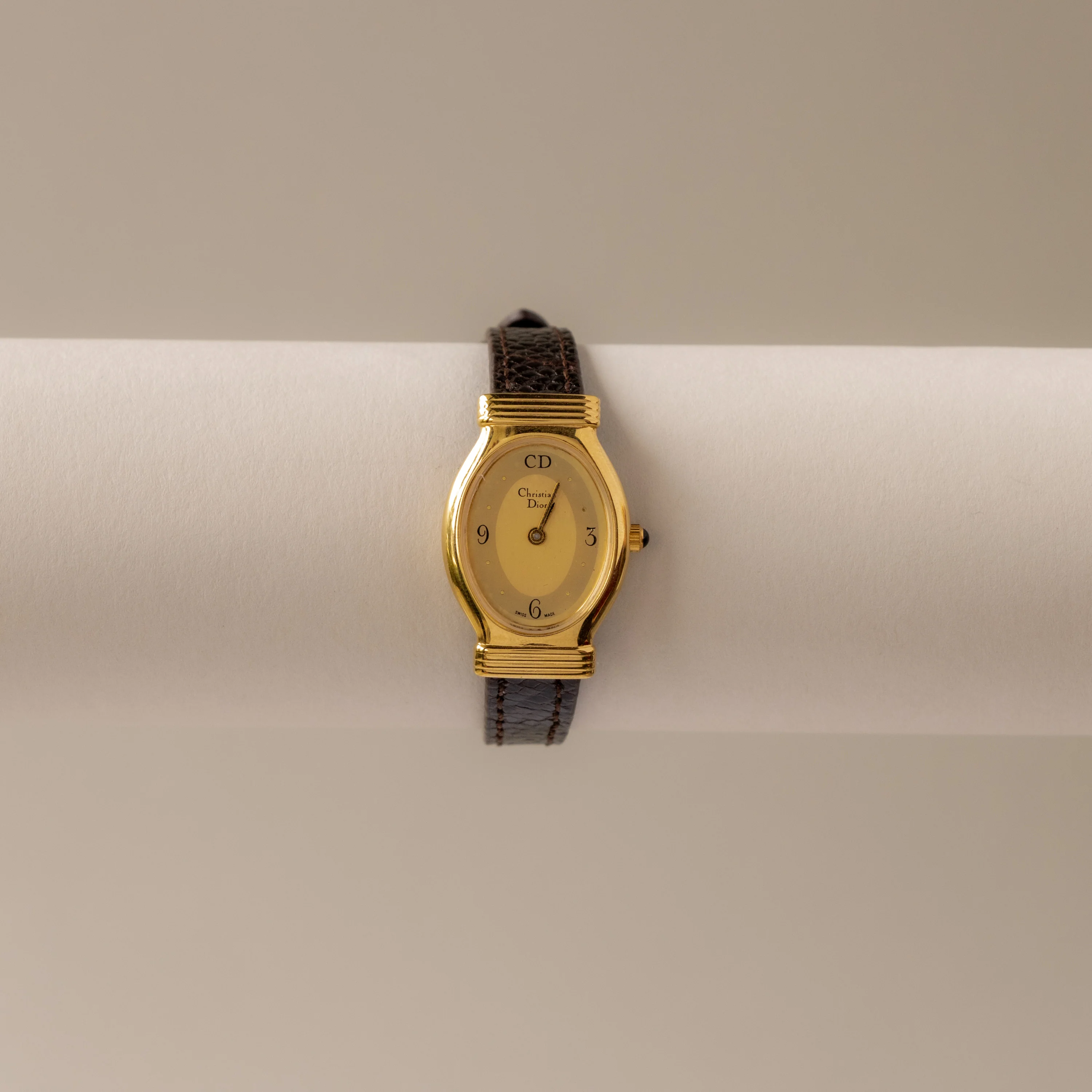 Vintage Christian Dior Swiss Oval Gold Watch - Image 2