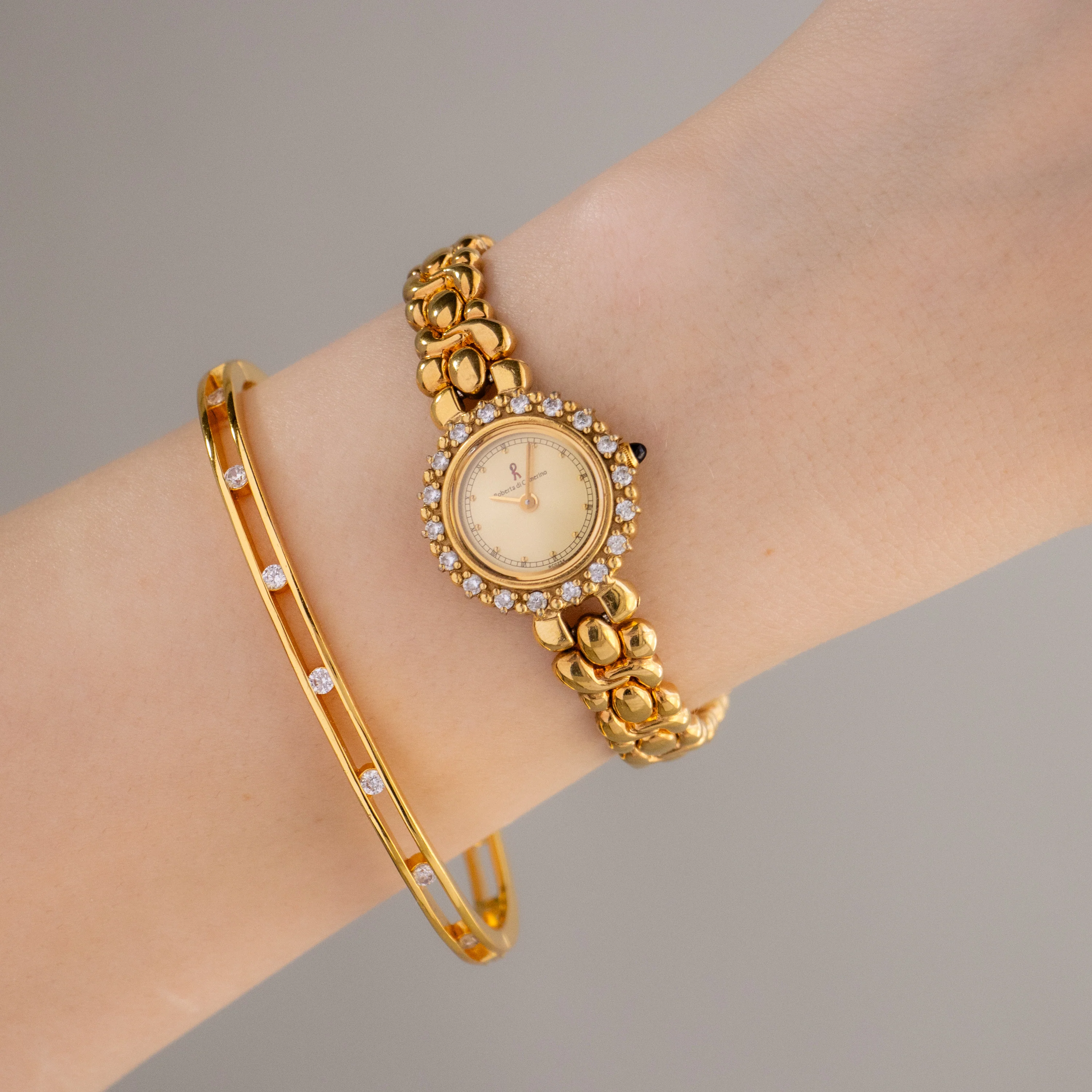 Vintage Roberta Di Camerino Pave Gold Watch