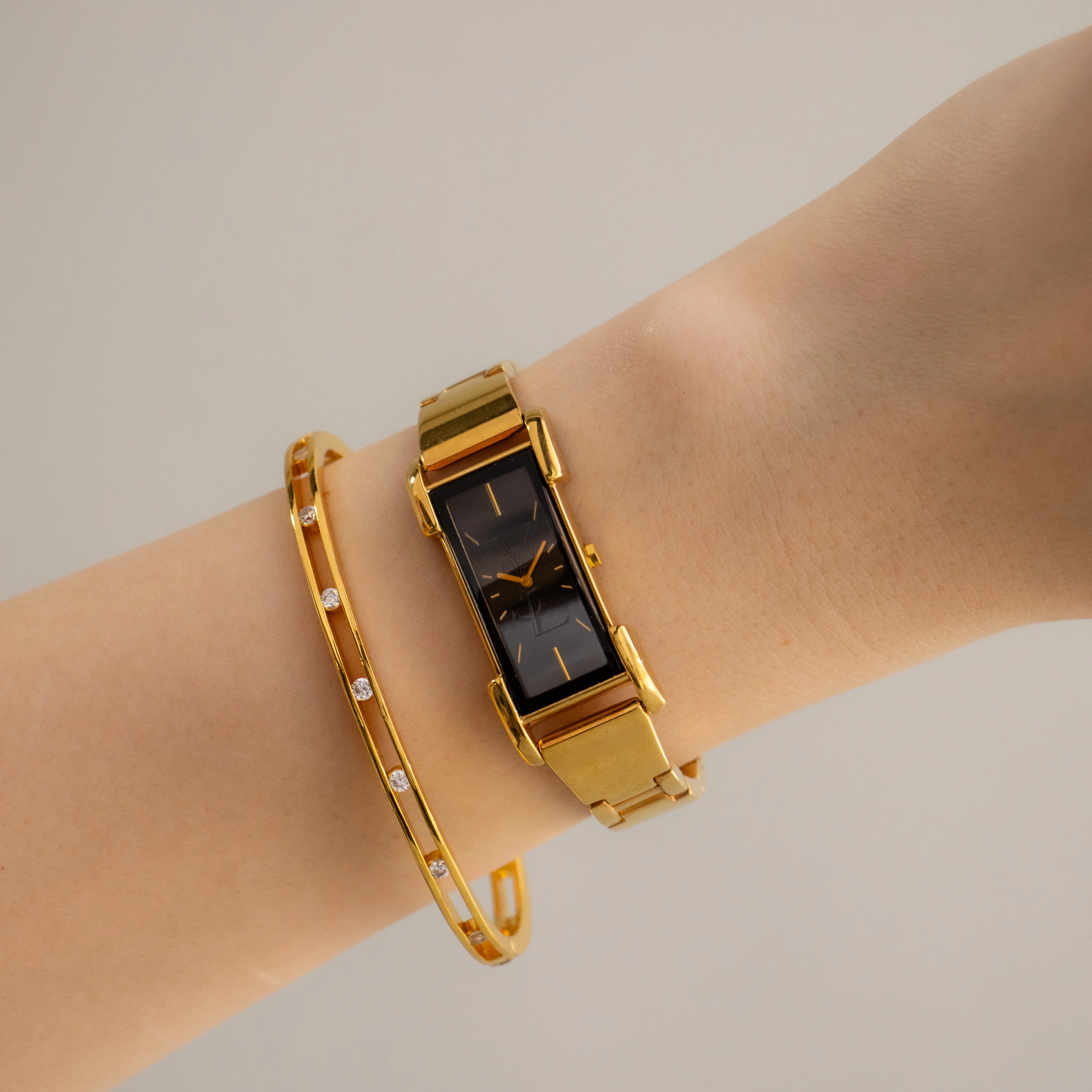 Vintage YSL Midnight Cuff Gold Watch