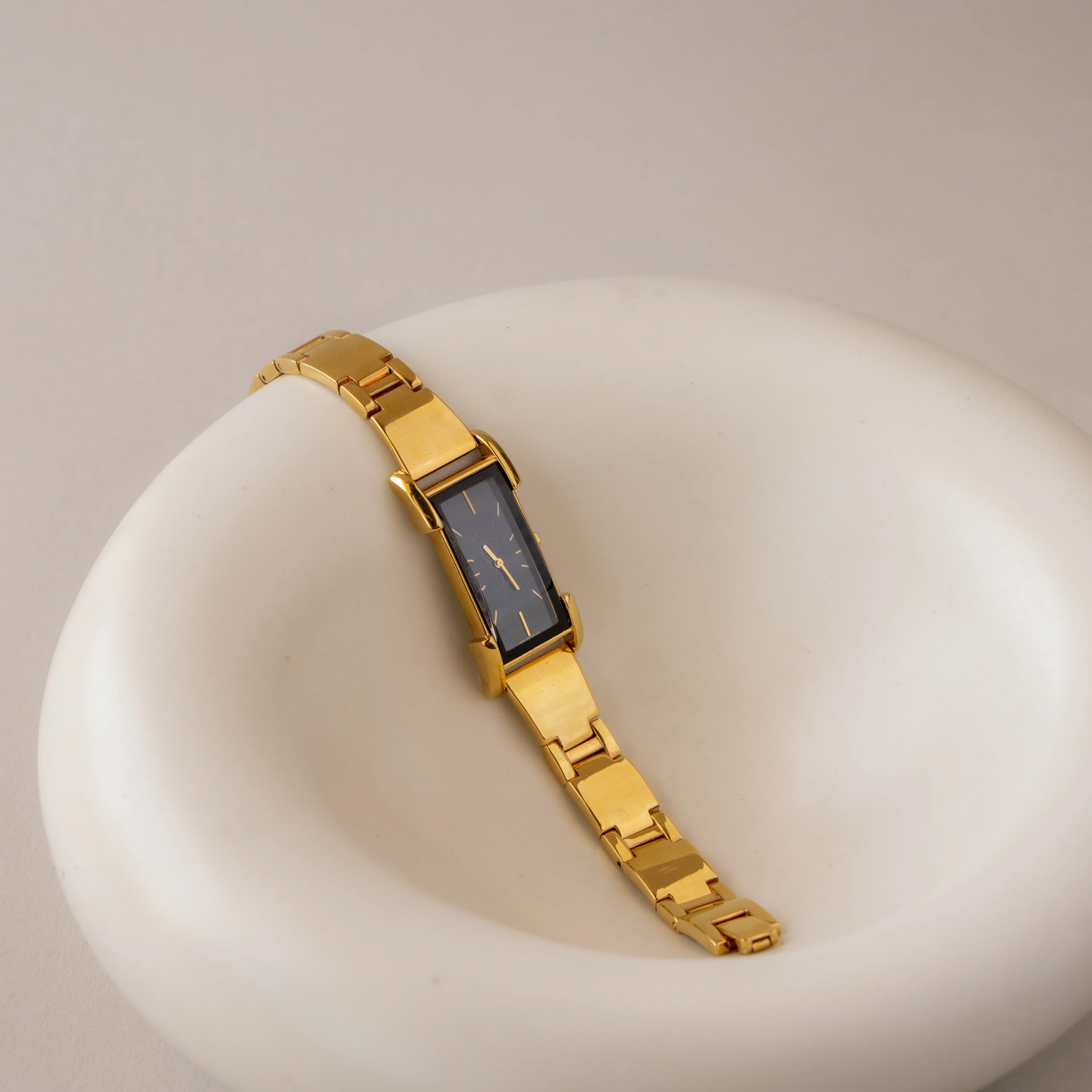 Vintage YSL Midnight Cuff Gold Watch - Image 2