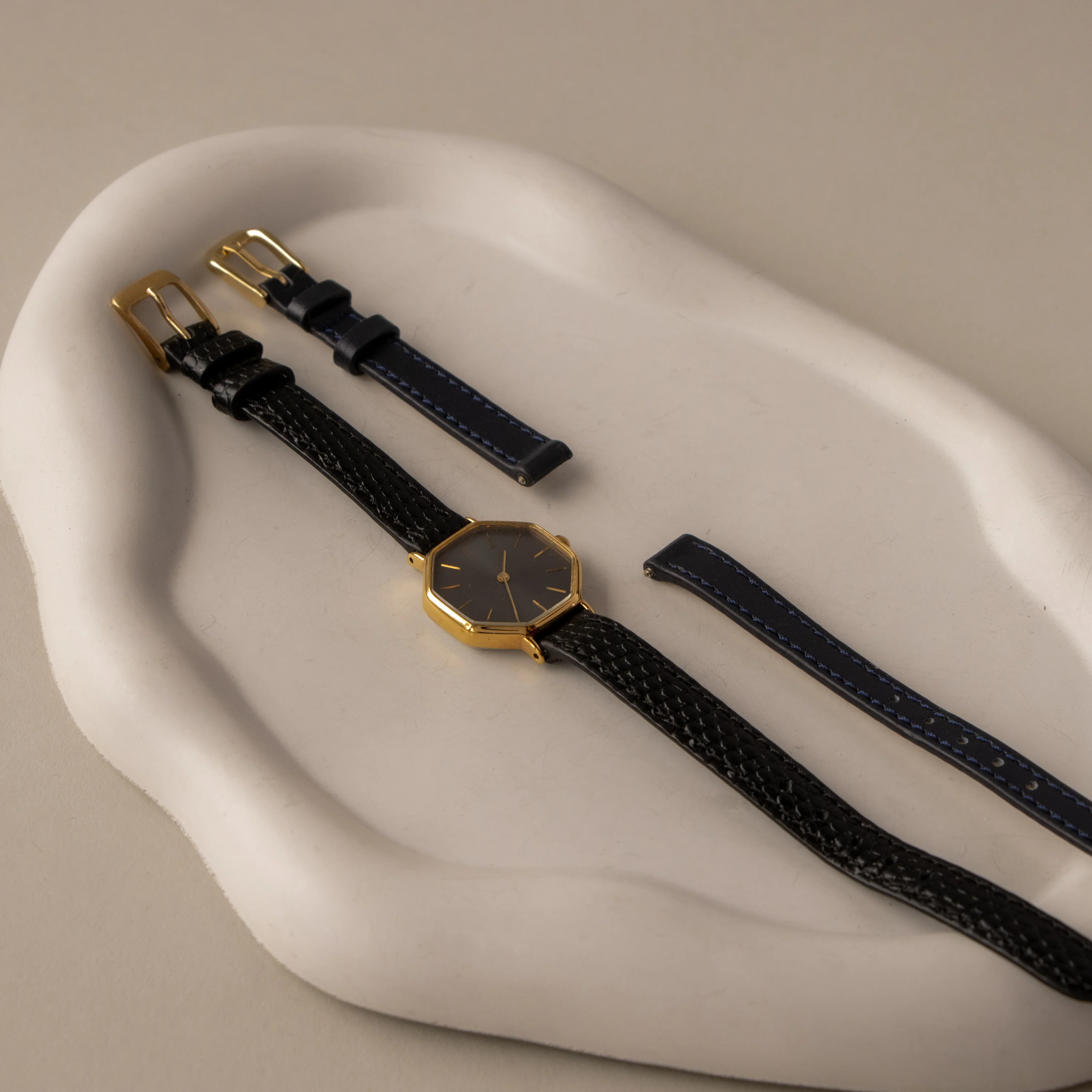 Vintage YSL Midnight Octagon Gold Watch - Image 4