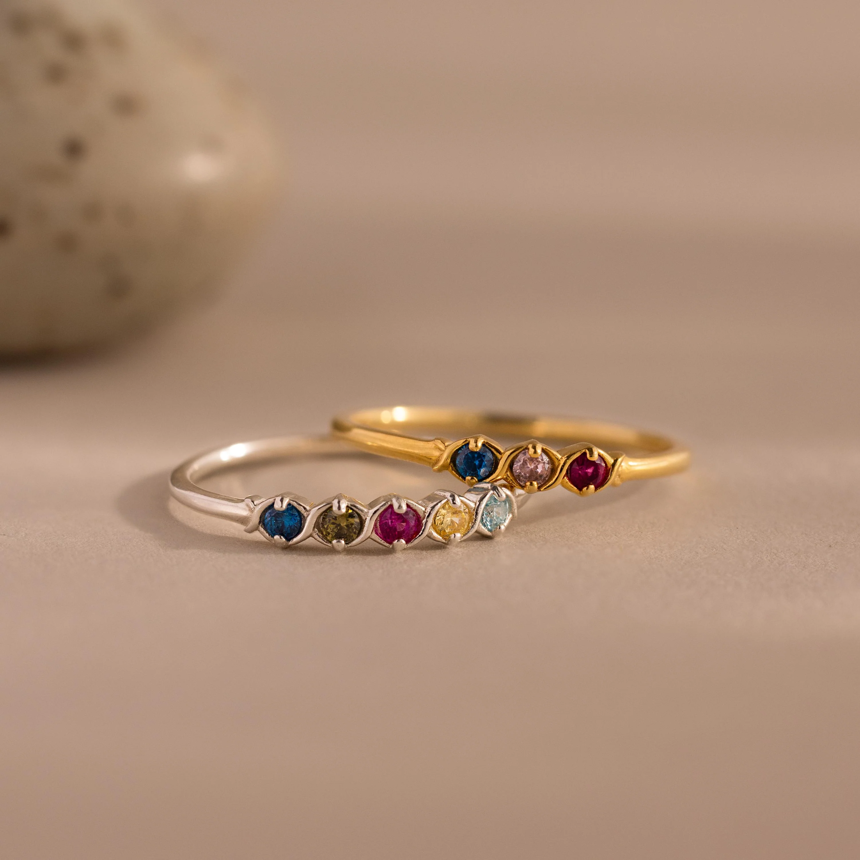 Woven Multiple Birthstone Ring
