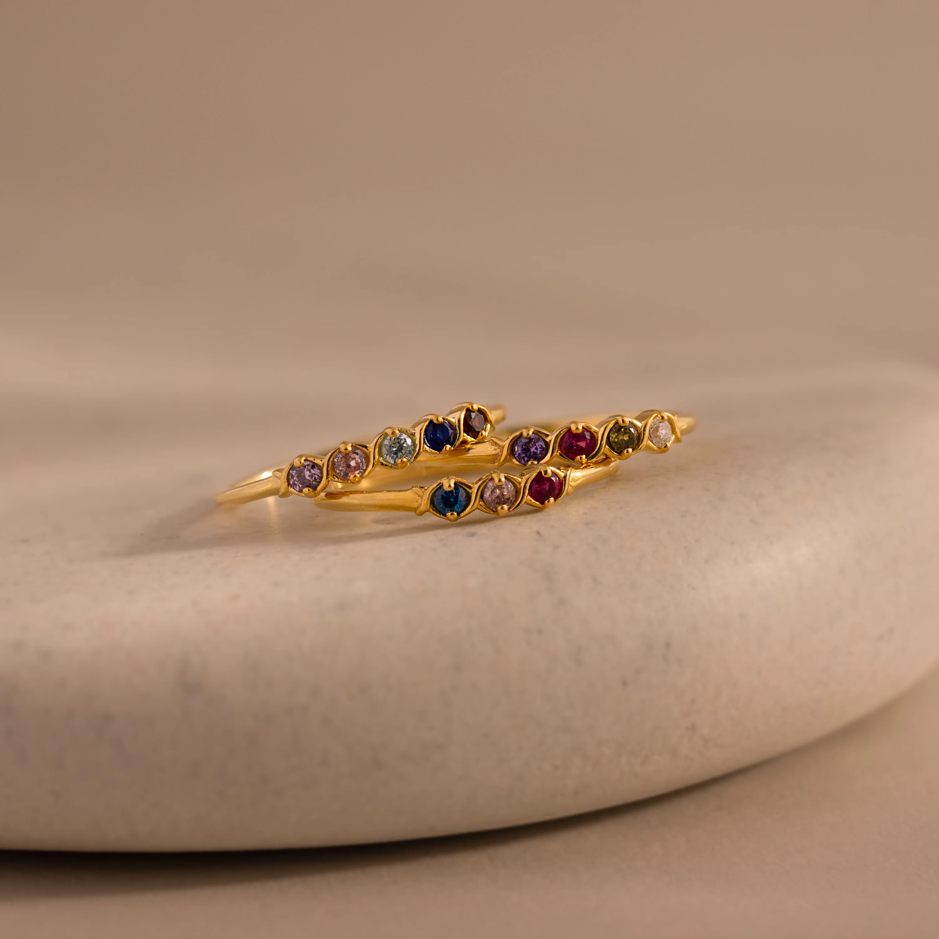 Woven Multiple Birthstone Ring in 18K Gold - Image 3