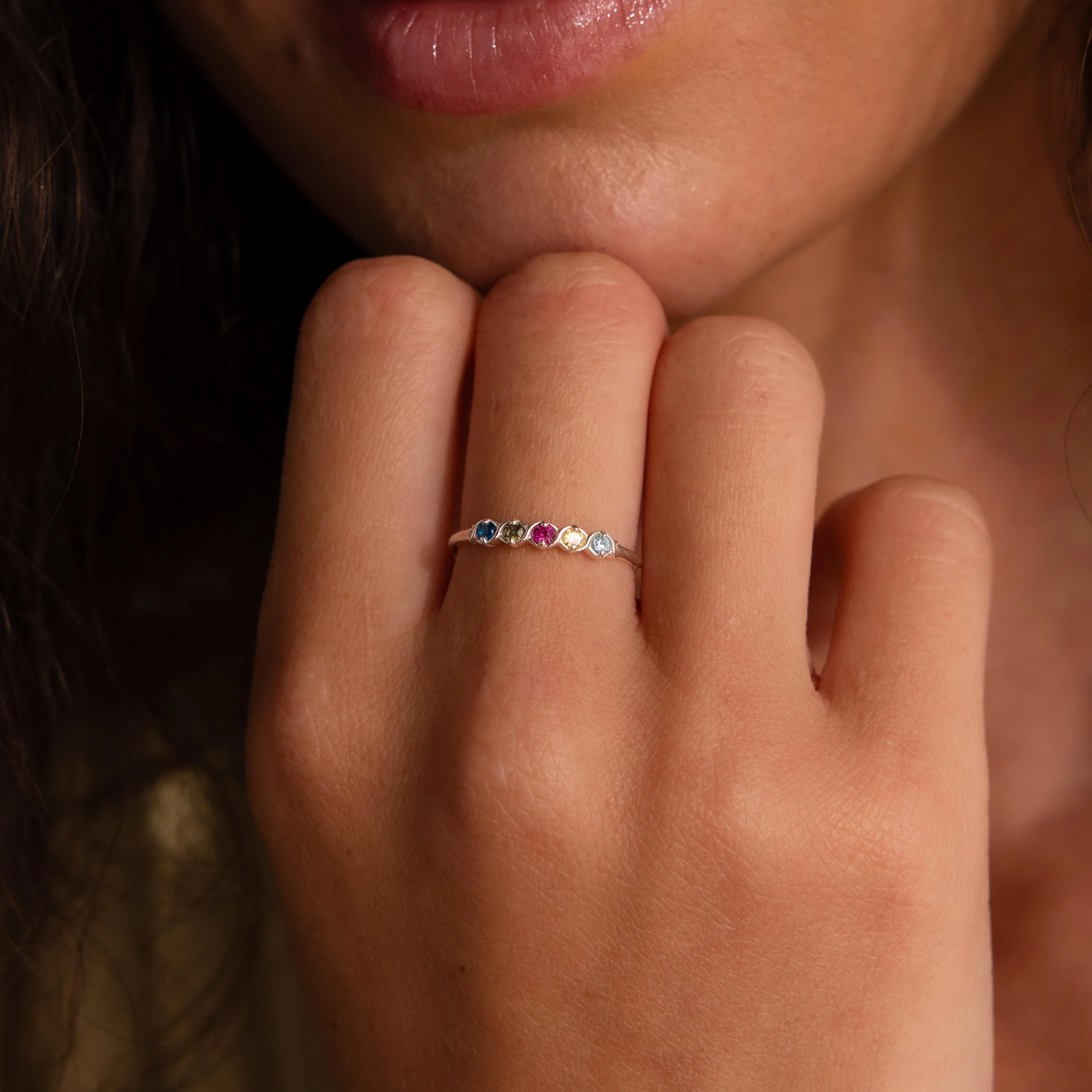 Woven Multiple Birthstone Ring - Image 2