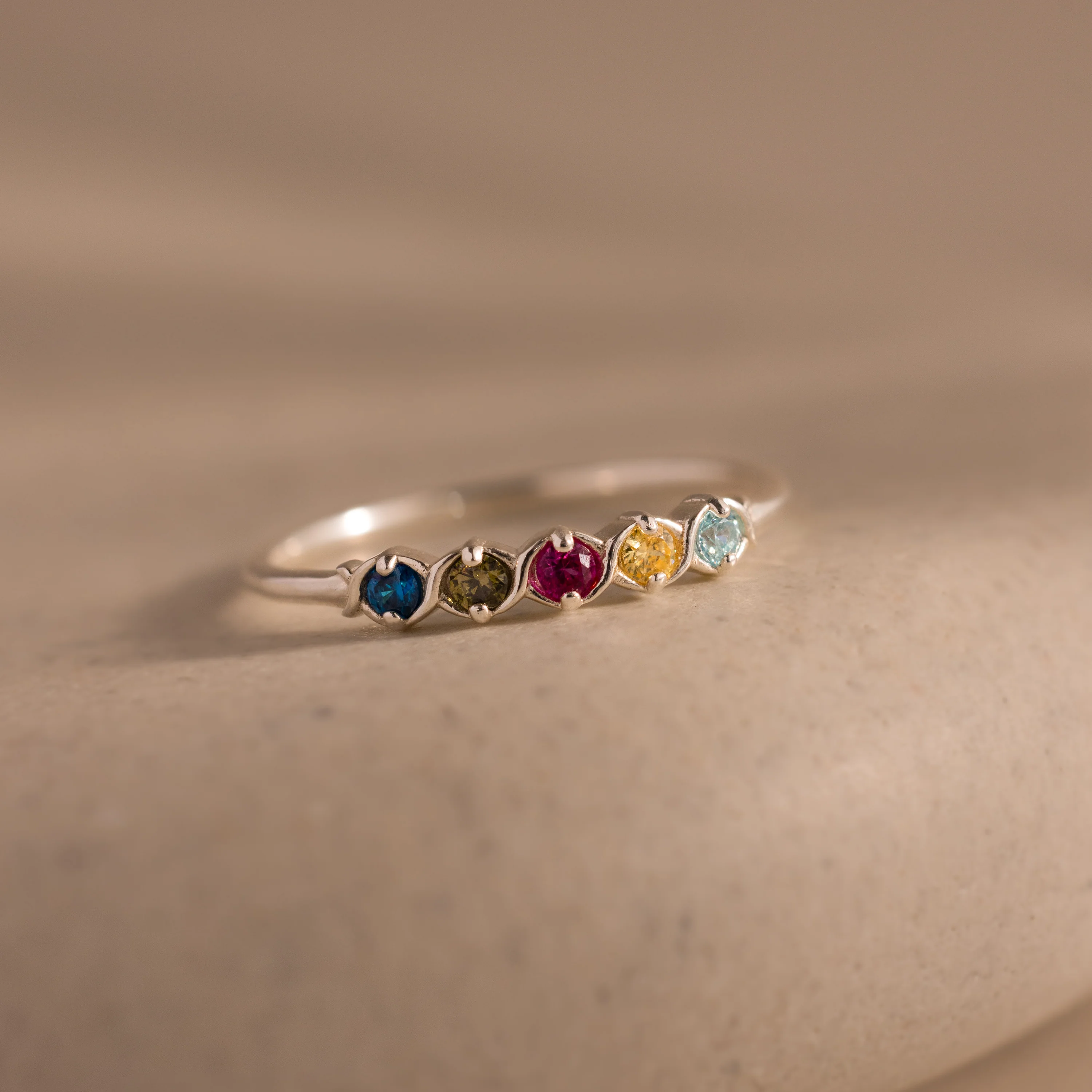 Woven Multiple Birthstone Ring - Image 3